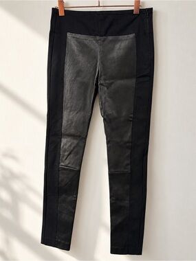 rag & bone Lambskin Leather Front Panel Skinny Pants Size 6 Black